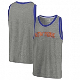 New York Knicks Fanatics Branded Wordmark Tri-Blend Tank Top - Heathered Gray